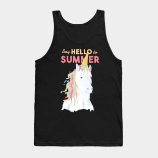 Hello Summer Unicorn Cream Tank Top